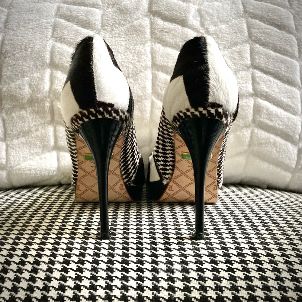 L.A.M.B Houndstooth Juva Calf Hair platform Heels, ORG Box&Dust bag! - Picture 6 of 16